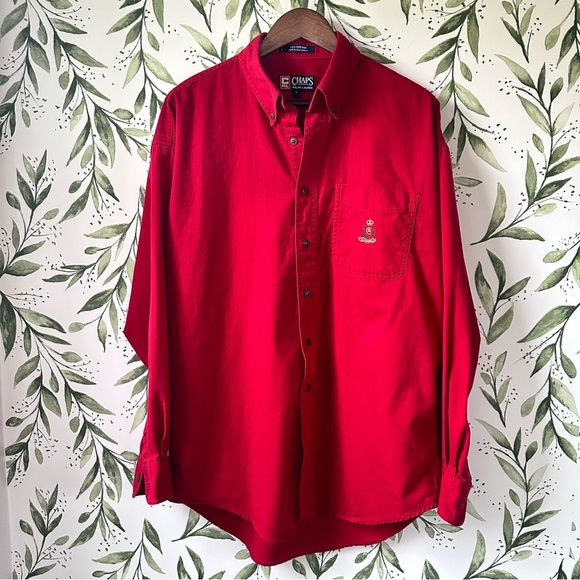Vintage Chaps Ralph Lauren Red Button Down Shirt. Large. Cotton. - Picture 2 of 7